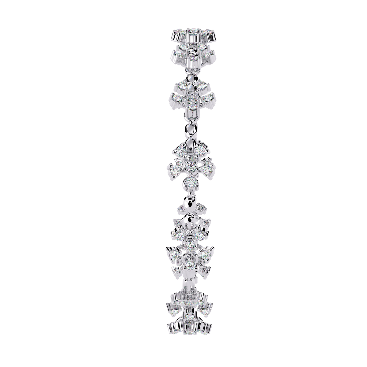 White Gold Floral Cluster Diamond Line Bracelet
