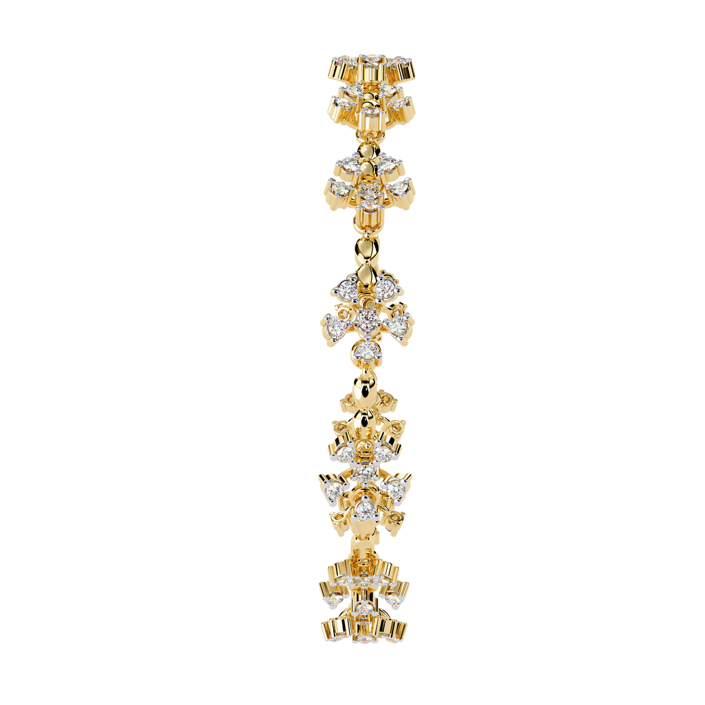 Yellow Gold Floral Cluster Diamond Line Bracelet