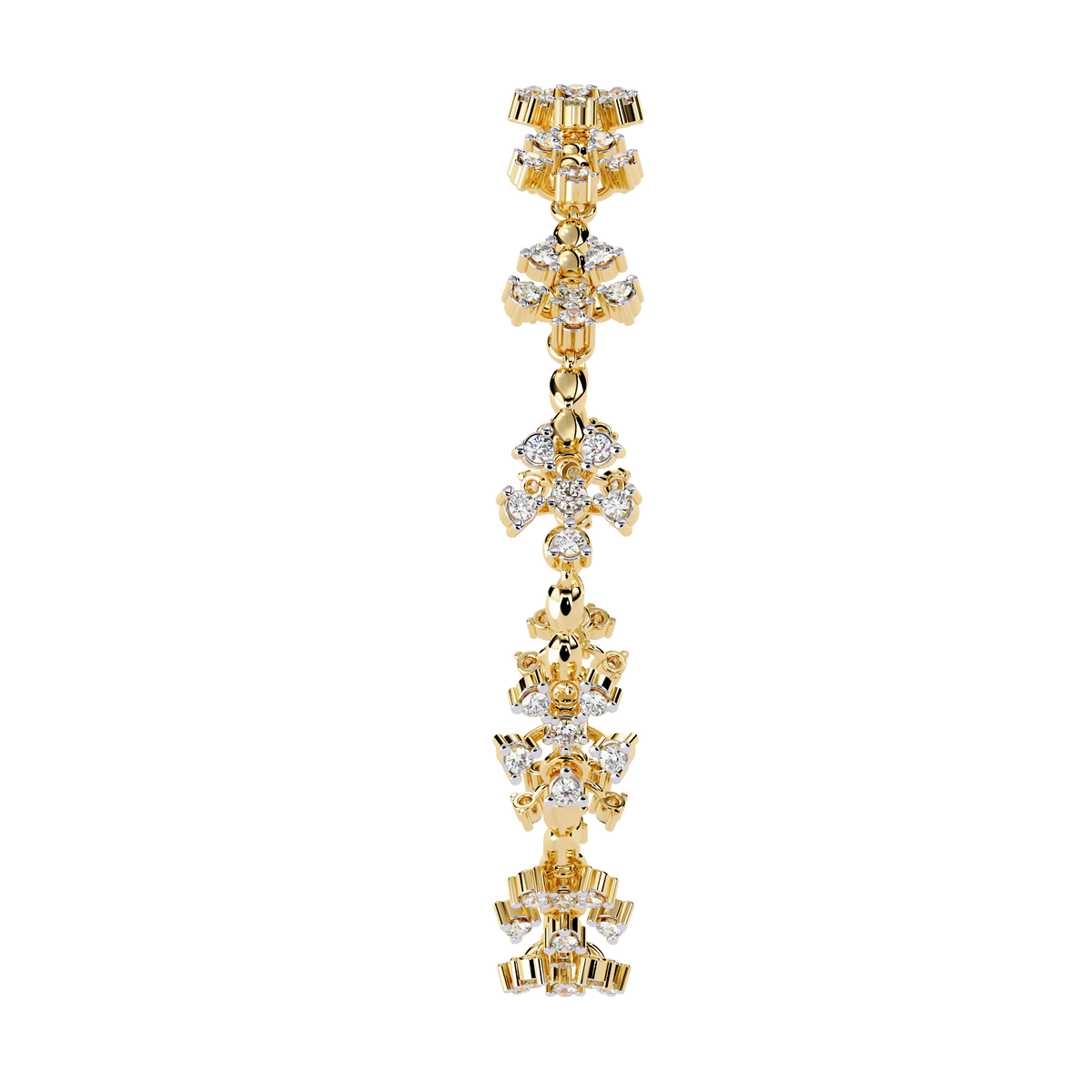 Yellow Gold Floral Cluster Diamond Line Bracelet