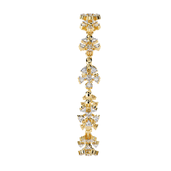 Yellow Gold Floral Cluster Diamond Line Bracelet