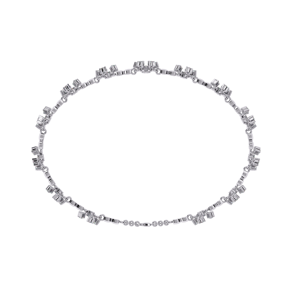 White Gold Floral Cluster Diamond Line Bracelet