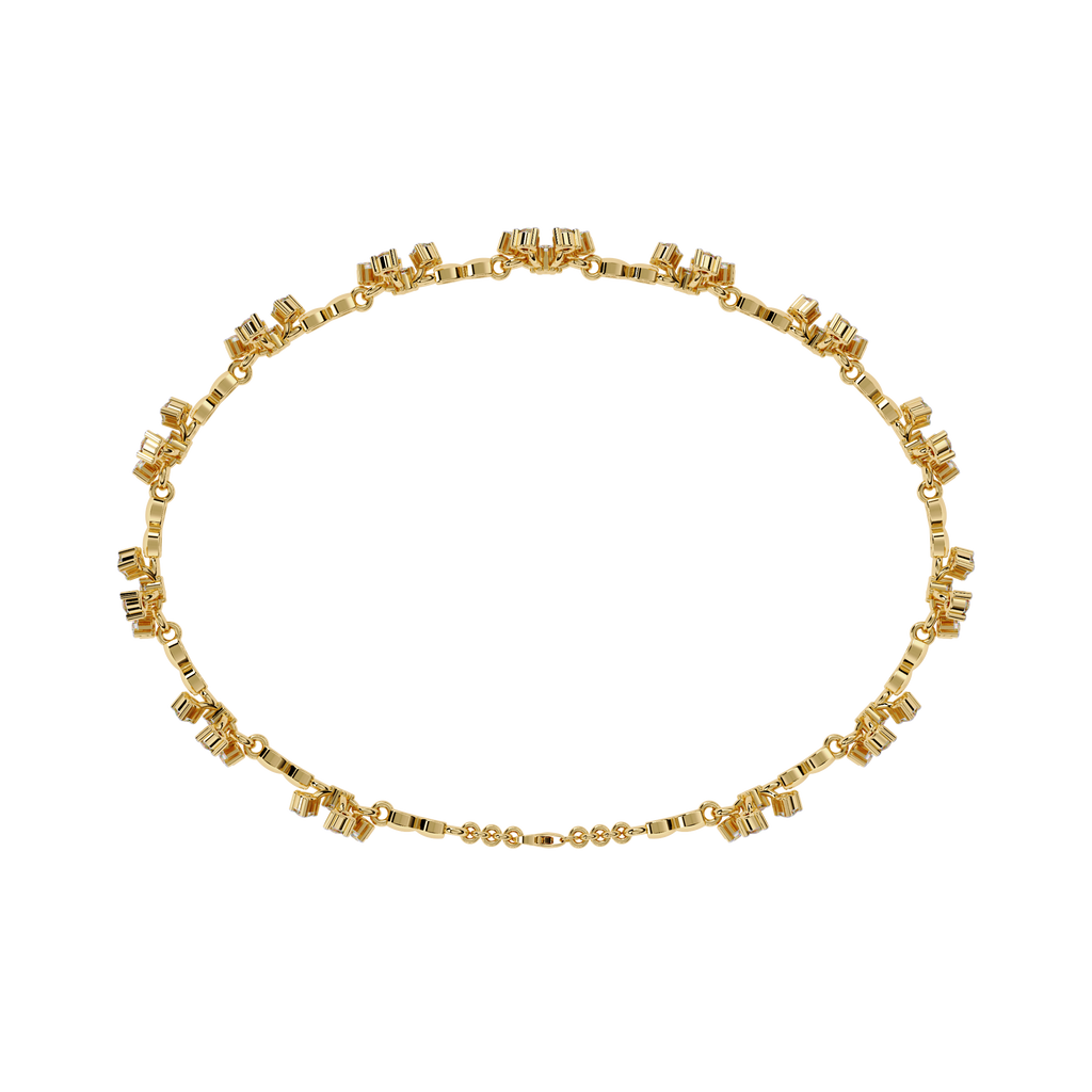 Yellow Gold Floral Cluster Diamond Line Bracelet