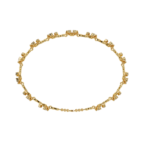 Yellow Gold Floral Cluster Diamond Line Bracelet