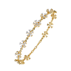 Yellow Gold Floral Cluster Diamond Line Bracelet