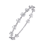 White Gold Floral Cluster Diamond Line Bracelet