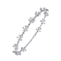 White Gold Floral Cluster Diamond Line Bracelet