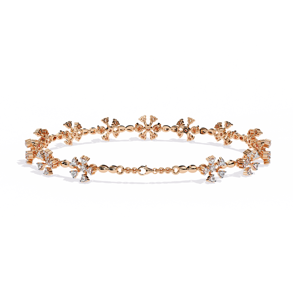 Rose Gold Wildflower Cluster Diamond Bracelet