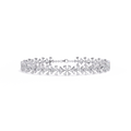 White Gold Diamond Flower Cluster Wide Bracelet