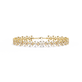 Yellow Gold Diamond Flower Cluster Wide Bracelet