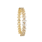 Yellow Gold Diamond Flower Cluster Wide Bracelet
