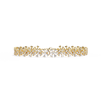 Yellow Gold Diamond Flower Cluster Wide Bracelet