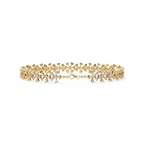 Yellow Gold Diamond Flower Cluster Wide Bracelet