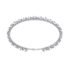 White Gold Diamond Flower Cluster Wide Bracelet