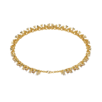 Yellow Gold Diamond Flower Cluster Wide Bracelet