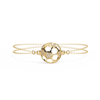 Yellow Gold Openwork Hexagon Disc Triple Chain Bracelet
