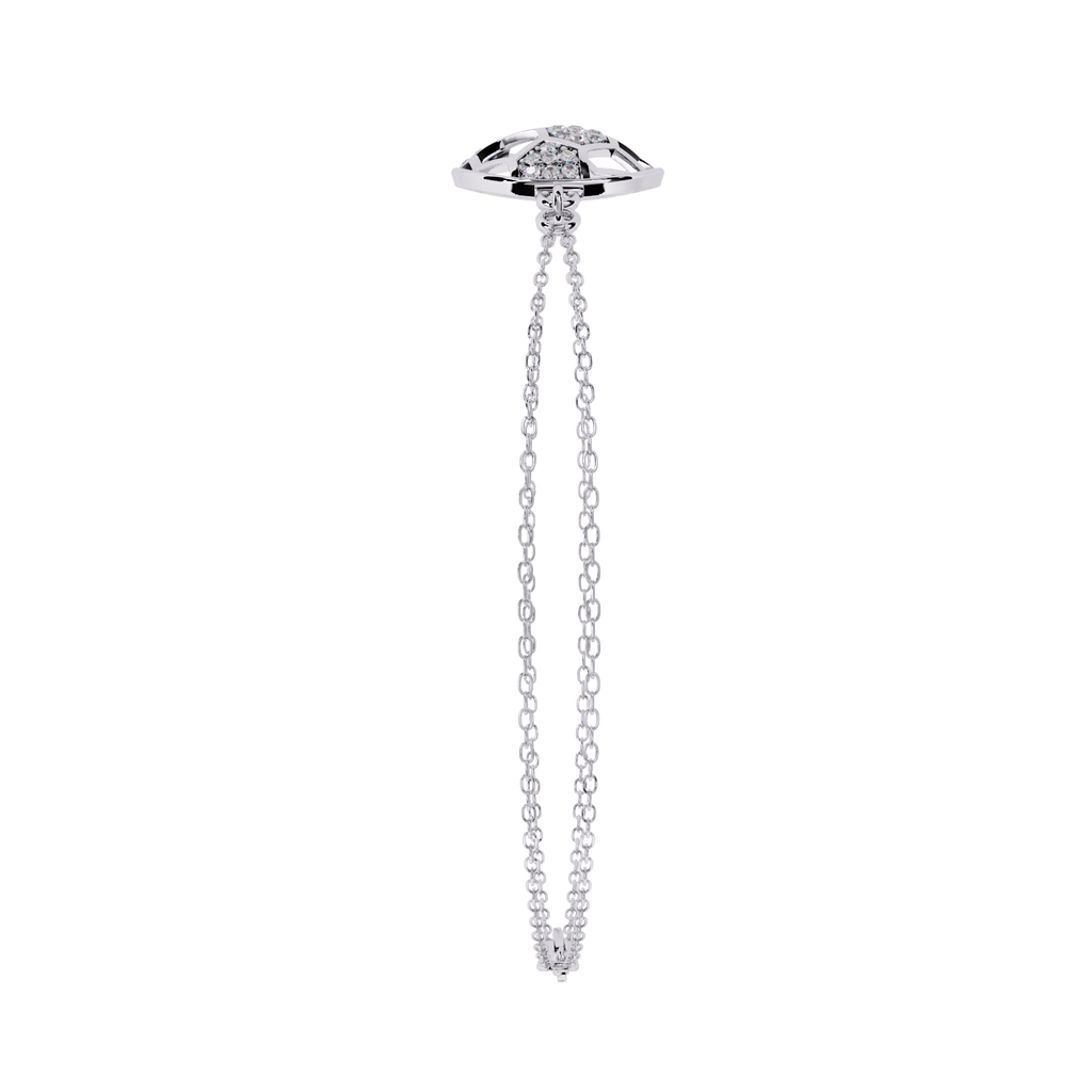 White Gold Diamond Honeycomb Sphere Double Chain Bracelet