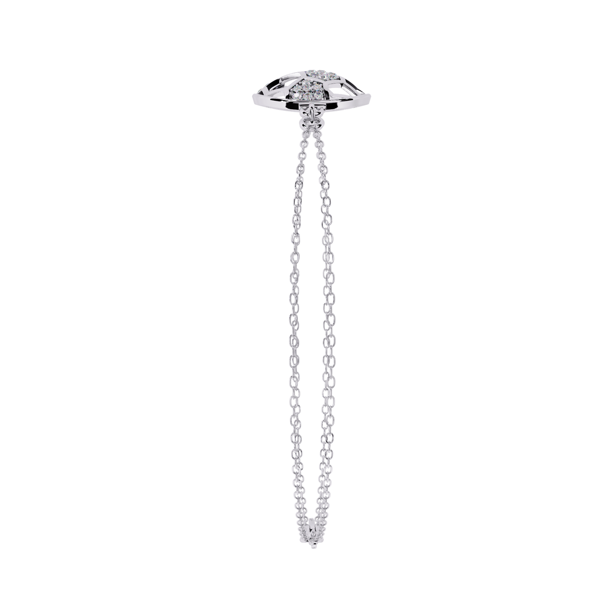 White Gold Diamond Honeycomb Sphere Double Chain Bracelet