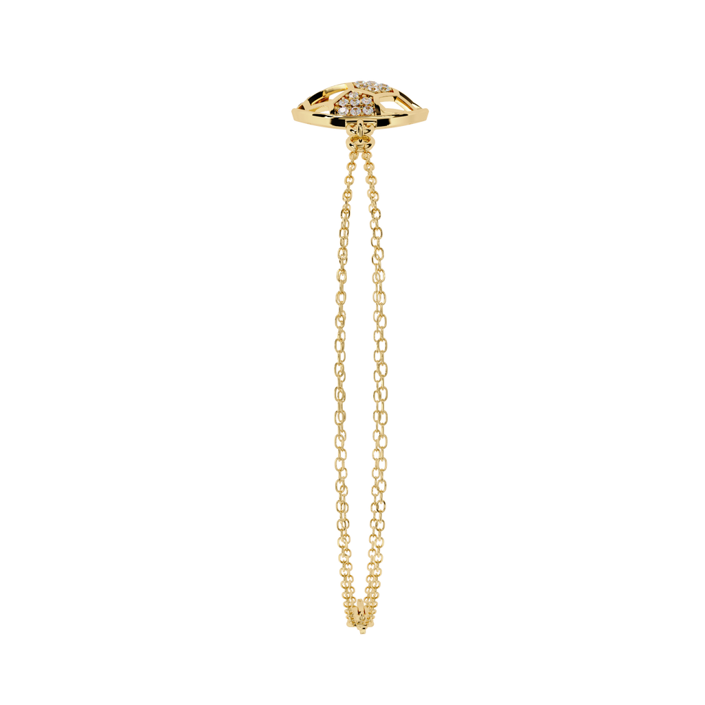 Yellow Gold Openwork Hexagon Disc Triple Chain Bracelet