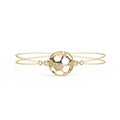 Yellow Gold Openwork Hexagon Disc Triple Chain Bracelet
