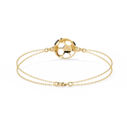 Yellow Gold Openwork Hexagon Disc Triple Chain Bracelet