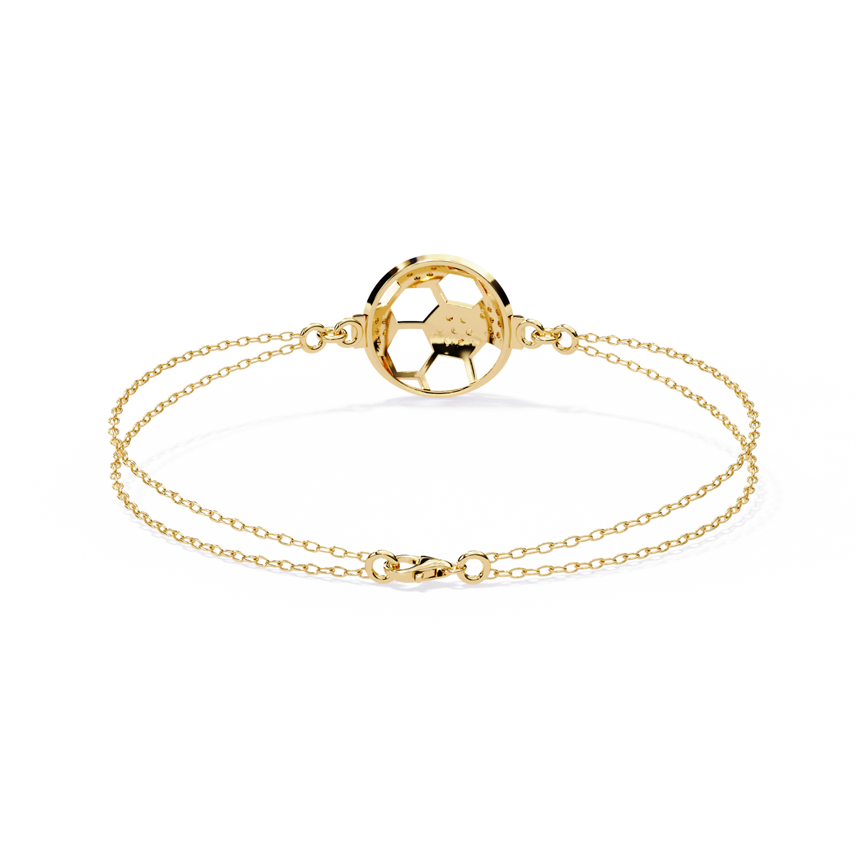 Yellow Gold Openwork Hexagon Disc Triple Chain Bracelet