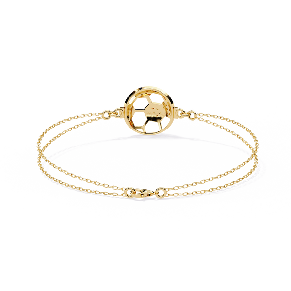 Yellow Gold Openwork Hexagon Disc Triple Chain Bracelet