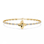 Yellow Gold Four-Petal Flower Station Link Bracelet