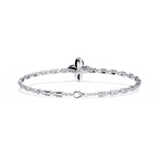 White Gold Diamond Four-Petal Flower Box Link Bracelet