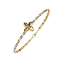 Yellow Gold Four-Petal Flower Station Link Bracelet