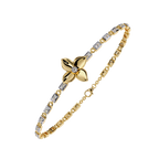 Yellow Gold Four-Petal Flower Station Link Bracelet