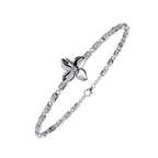 White Gold Diamond Four-Petal Flower Box Link Bracelet
