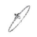 White Gold Diamond Four-Petal Flower Box Link Bracelet