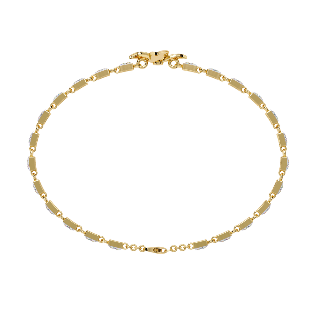 Yellow Gold Four-Petal Flower Station Link Bracelet