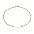Yellow Gold Four-Petal Flower Station Link Bracelet