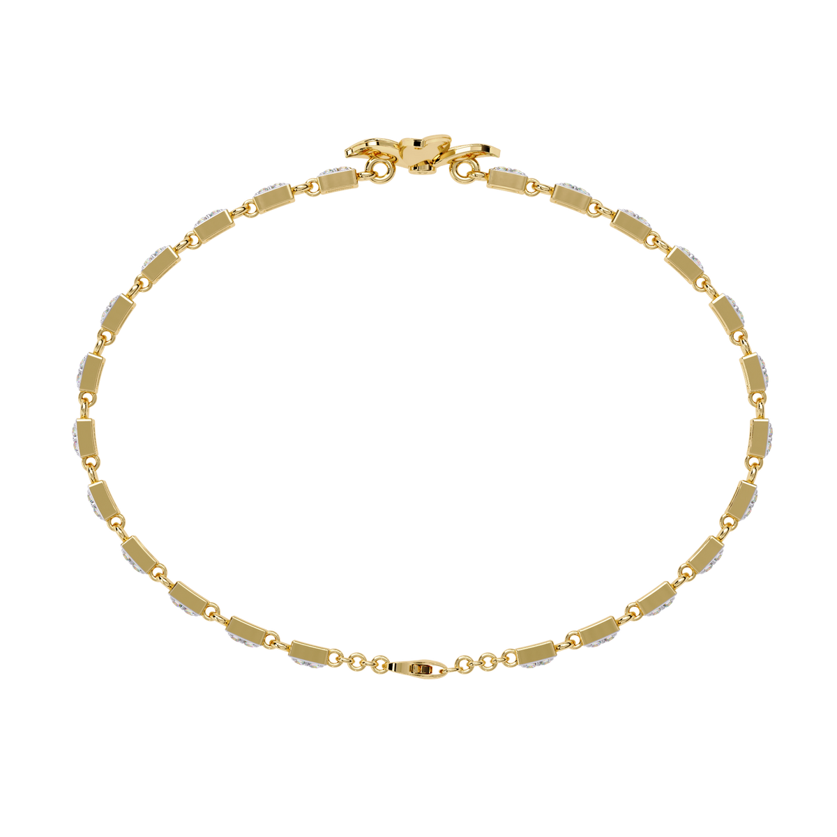 Yellow Gold Four-Petal Flower Station Link Bracelet