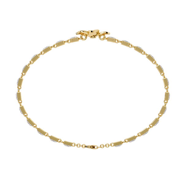 Yellow Gold Four-Petal Flower Station Link Bracelet