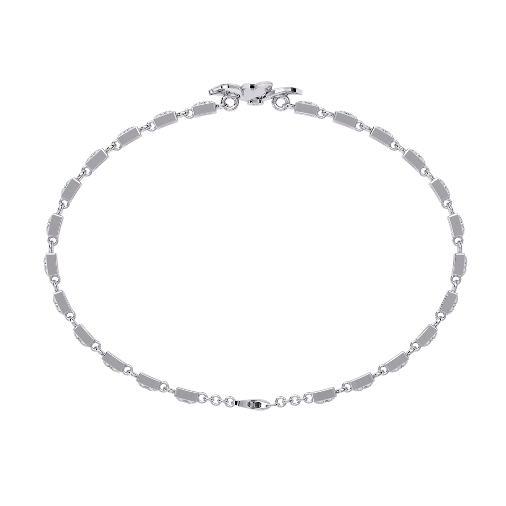 White Gold Diamond Four-Petal Flower Box Link Bracelet