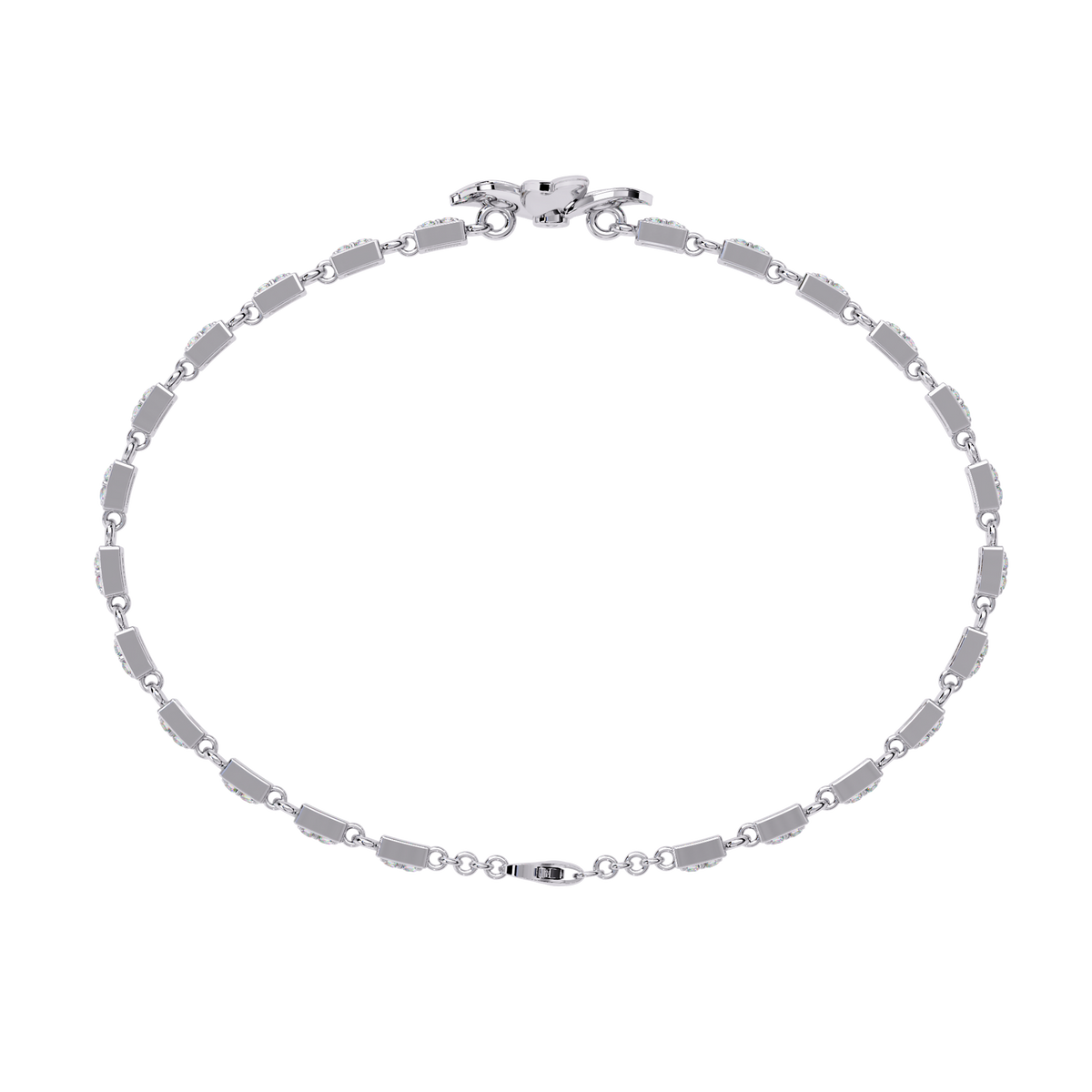 White Gold Diamond Four-Petal Flower Box Link Bracelet