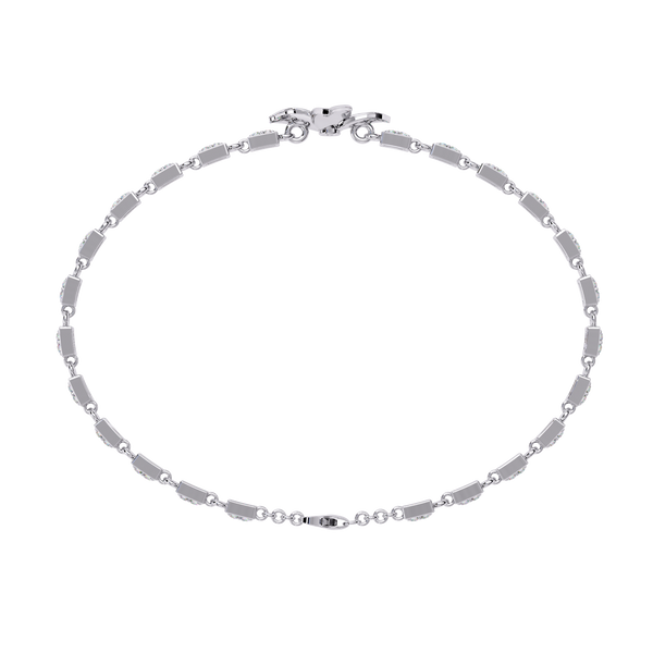White Gold Diamond Four-Petal Flower Box Link Bracelet