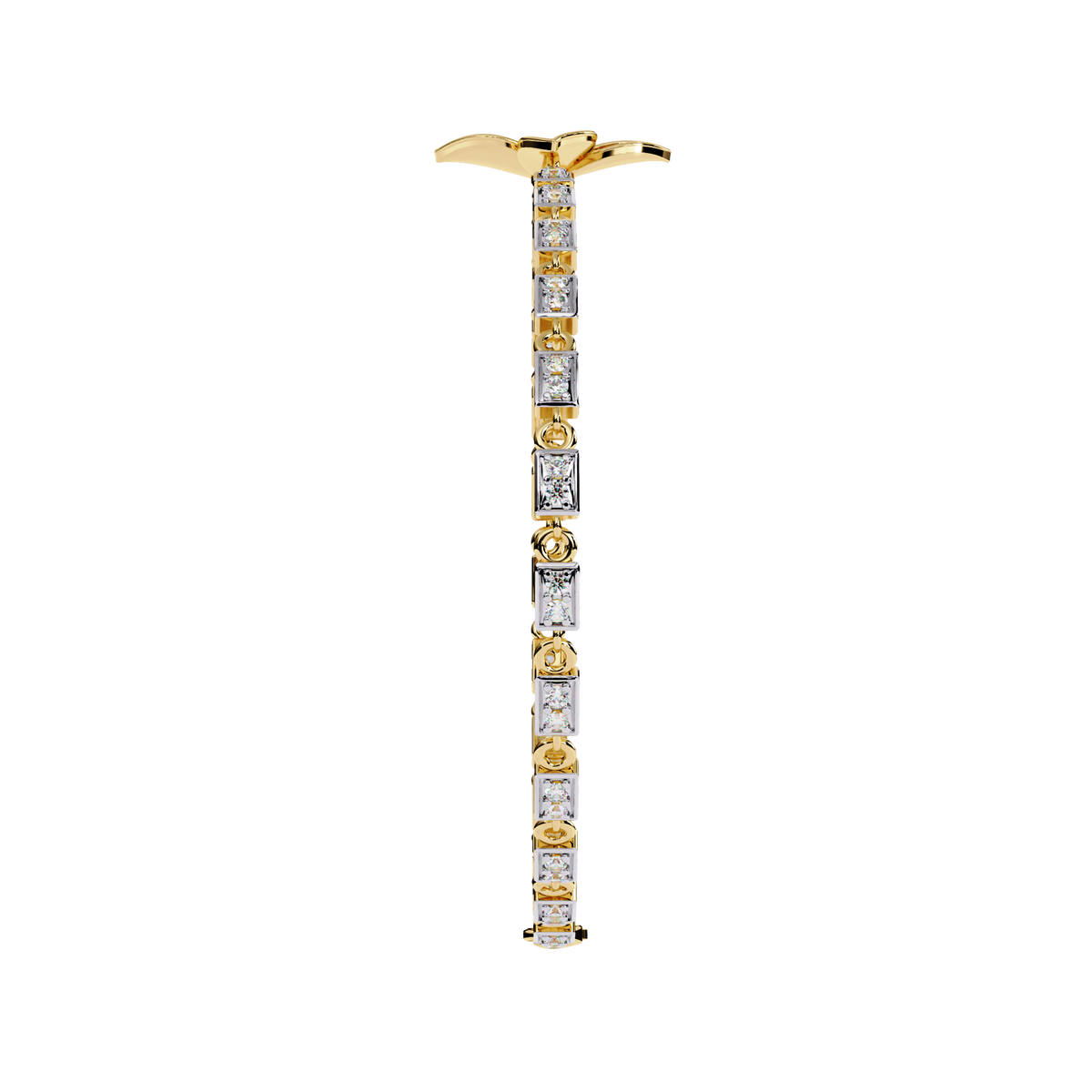 Yellow Gold Four-Petal Flower Station Link Bracelet