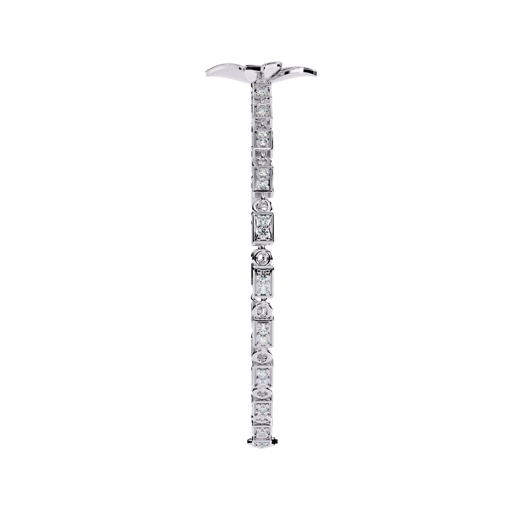 White Gold Diamond Four-Petal Flower Box Link Bracelet