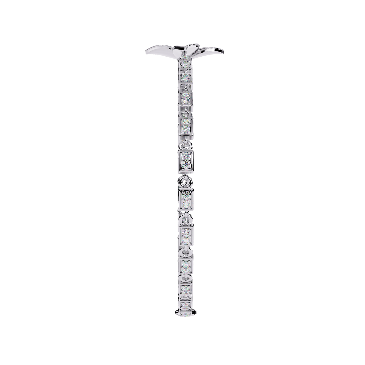 White Gold Diamond Four-Petal Flower Box Link Bracelet