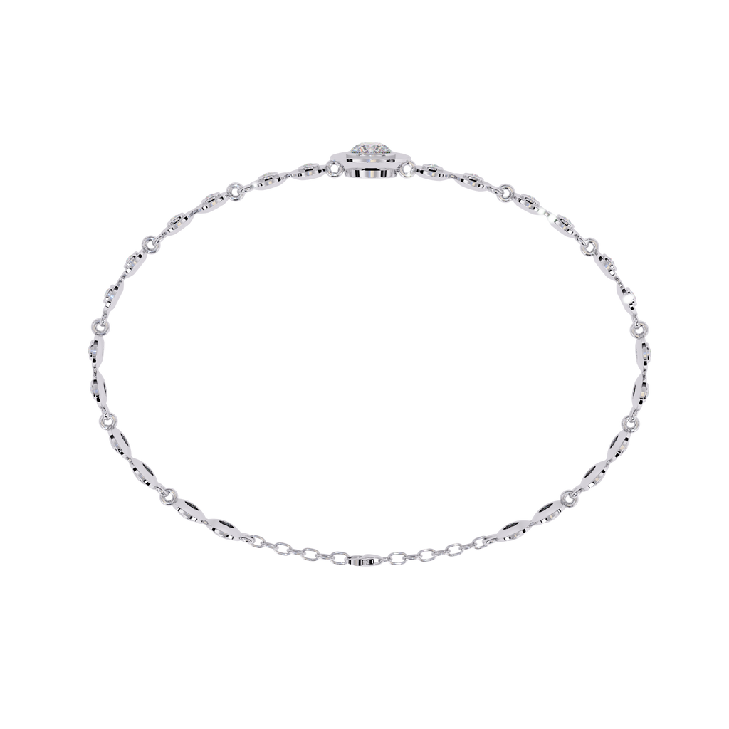 White Gold Diamond Graduated Bezel Disc Station Bracelet