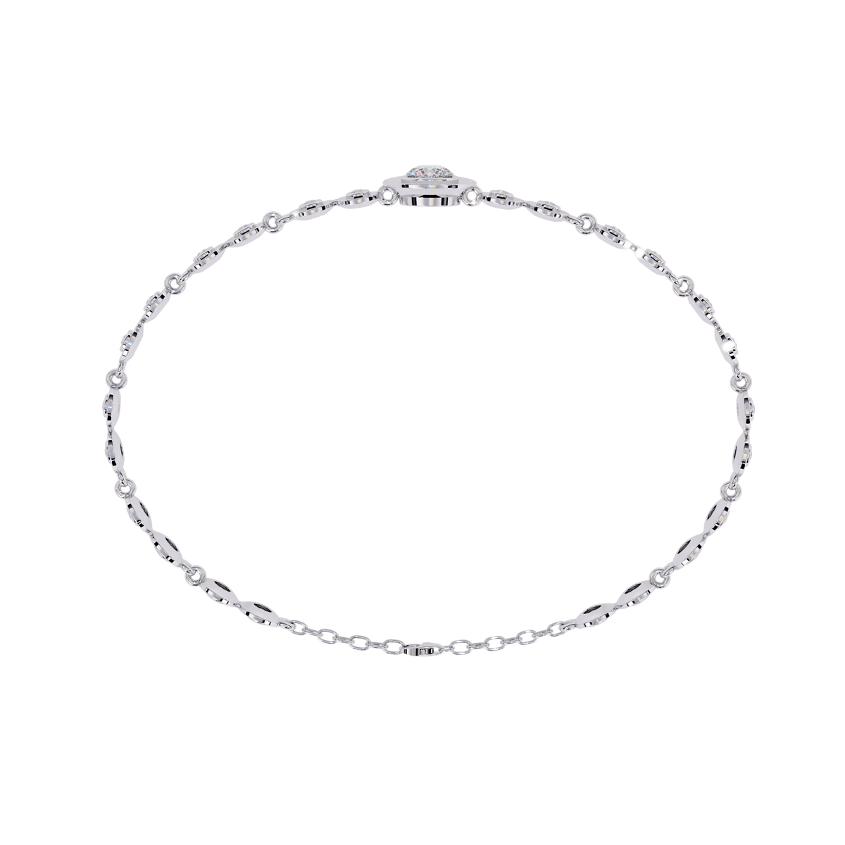 White Gold Diamond Graduated Bezel Disc Station Bracelet