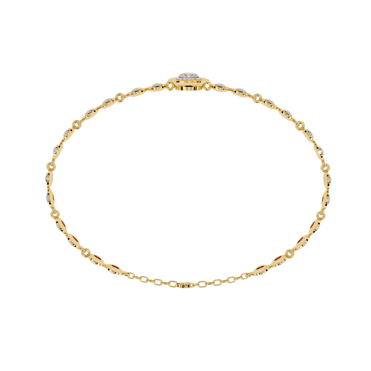 Yellow Gold Graduated Bezel Disc Diamond Bracelet
