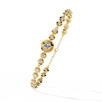 Yellow Gold Graduated Bezel Disc Diamond Bracelet