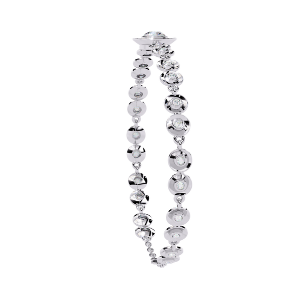 White Gold Diamond Graduated Bezel Disc Station Bracelet