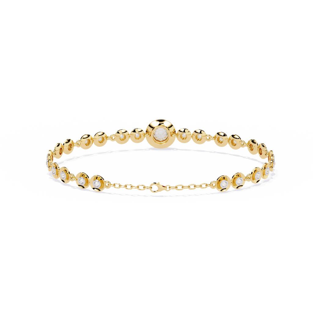 Yellow Gold Graduated Bezel Disc Diamond Bracelet