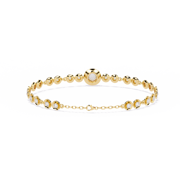 Yellow Gold Graduated Bezel Disc Diamond Bracelet