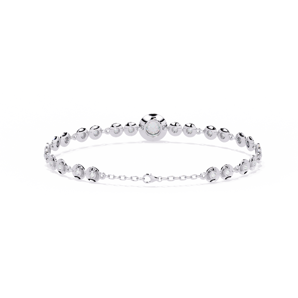 White Gold Diamond Graduated Bezel Disc Station Bracelet